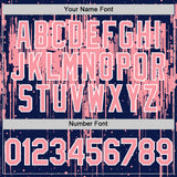 Custom Navy Medium Pink-White Dripping Splatter 3D Pattern Design Bomber Full-Snap Varsity Letterman Hoodie Jacket