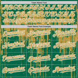 Custom Kelly Green Old Gold-White Dripping Splatter 3D Pattern Design Bomber Full-Snap Varsity Letterman Hoodie Jacket