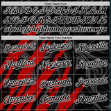Custom Black Red-White Splash 3D Pattern Design Bomber Full-Snap Varsity Letterman Hoodie Jacket