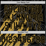 Custom Black Old Gold Splash 3D Pattern Design Bomber Full-Snap Varsity Letterman Hoodie Jacket