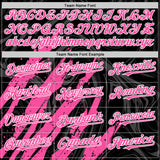 Custom Black Pink-White Splash 3D Pattern Design Bomber Full-Snap Varsity Letterman Hoodie Jacket