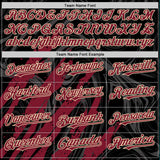 Custom Black Crimson-Cream Splash 3D Pattern Design Bomber Full-Snap Varsity Letterman Hoodie Jacket