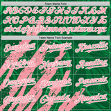 Custom Kelly Green Medium Pink-White Splash 3D Pattern Design Bomber Full-Snap Varsity Letterman Hoodie Jacket
