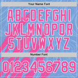 Custom Light Blue Pink-White Splash 3D Pattern Design Bomber Full-Snap Varsity Letterman Hoodie Jacket