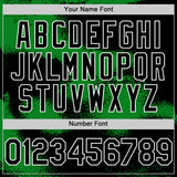 Custom Black Grass Green-White Abstract Color Blocks Fragment 3D Pattern Design Bomber Full-Snap Varsity Letterman Hoodie Jacket