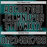 Custom Black Midnight Green-White Abstract Color Blocks Fragment 3D Pattern Design Bomber Full-Snap Varsity Letterman Hoodie Jacket