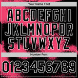 Custom Black Neon Pink-White Abstract Color Blocks Fragment 3D Pattern Design Bomber Full-Snap Varsity Letterman Hoodie Jacket
