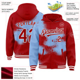Custom Black Light Blue-White Abstract Color Blocks Fragment 3D Pattern Design Bomber Full-Snap Varsity Letterman Hoodie Jacket