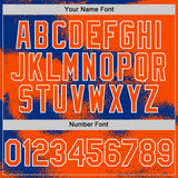 Custom Orange Royal-White Abstract Color Blocks Fragment 3D Pattern Design Bomber Full-Snap Varsity Letterman Hoodie Jacket