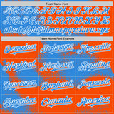 Custom Orange Powder Blue-White Abstract Color Blocks Fragment 3D Pattern Design Bomber Full-Snap Varsity Letterman Hoodie Jacket