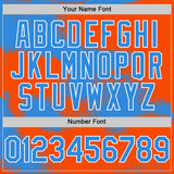 Custom Orange Powder Blue-White Abstract Color Blocks Fragment 3D Pattern Design Bomber Full-Snap Varsity Letterman Hoodie Jacket