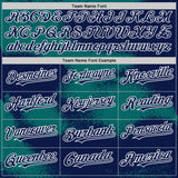 Custom Navy Teal-White Abstract Color Blocks Fragment 3D Pattern Design Bomber Full-Snap Varsity Letterman Hoodie Jacket
