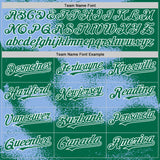 Custom Kelly Green Light Blue-White Abstract Color Blocks Fragment 3D Pattern Design Bomber Full-Snap Varsity Letterman Hoodie Jacket