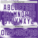 Custom Purple White Abstract Color Blocks Fragment 3D Pattern Design Bomber Full-Snap Varsity Letterman Hoodie Jacket