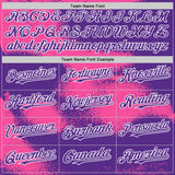 Custom Purple Pink-White Abstract Color Blocks Fragment 3D Pattern Design Bomber Full-Snap Varsity Letterman Hoodie Jacket