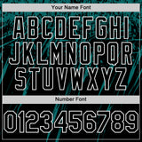 Custom Black Teal-White Splash 3D Pattern Design Bomber Full-Snap Varsity Letterman Hoodie Jacket