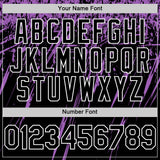Custom Black Medium Purple-White Splash 3D Pattern Design Bomber Full-Snap Varsity Letterman Hoodie Jacket