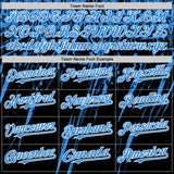 Custom Black Powder Blue-White Splash 3D Pattern Design Bomber Full-Snap Varsity Letterman Hoodie Jacket