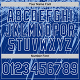 Custom Royal Light Blue-White Splash 3D Pattern Design Bomber Full-Snap Varsity Letterman Hoodie Jacket