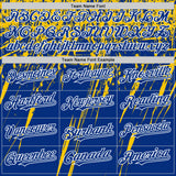 Custom Royal Yellow-White Splash 3D Pattern Design Bomber Full-Snap Varsity Letterman Hoodie Jacket