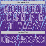 Custom Purple Light Blue-White Splash 3D Pattern Design Bomber Full-Snap Varsity Letterman Hoodie Jacket