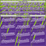 Custom Purple Neon Green-White Splash 3D Pattern Design Bomber Full-Snap Varsity Letterman Hoodie Jacket