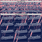 Custom Navy Medium Pink-White Splash 3D Pattern Design Bomber Full-Snap Varsity Letterman Hoodie Jacket