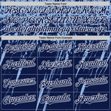 Custom Navy Light Blue-White Splash 3D Pattern Design Bomber Full-Snap Varsity Letterman Hoodie Jacket