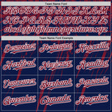 Custom Navy Crimson-White Splash 3D Pattern Design Bomber Full-Snap Varsity Letterman Hoodie Jacket