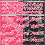 Custom Graffiti Pattern Neon Pink Black-White Scratch Bomber Full-Snap Varsity Letterman Hoodie Jacket