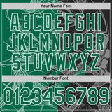 Custom Graffiti Pattern Kelly Green Black-White Scratch Bomber Full-Snap Varsity Letterman Hoodie Jacket