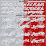 Custom Graffiti Pattern Gray Red-White Scratch Bomber Full-Snap Varsity Letterman Hoodie Jacket