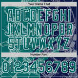 Custom Graffiti Pattern Teal Navy-White Scratch Bomber Full-Snap Varsity Letterman Hoodie Jacket