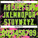 Custom Black Neon Green Pink-White Splash 3D Pattern Design Bomber Full-Snap Varsity Letterman Hoodie Jacket