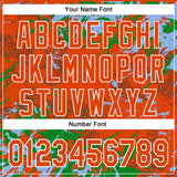 Custom Orange Light Blue Grass Green-White Splash 3D Pattern Design Bomber Full-Snap Varsity Letterman Hoodie Jacket