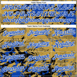 Custom Old Gold Thunder Blue Black-White Splash 3D Pattern Design Bomber Full-Snap Varsity Letterman Hoodie Jacket