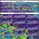 Custom Purple Teal Neon Green-White Splash 3D Pattern Design Bomber Full-Snap Varsity Letterman Hoodie Jacket