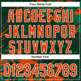 Custom Green Orange Kelly Green-White Splash 3D Pattern Design Bomber Full-Snap Varsity Letterman Hoodie Jacket