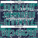 Custom Navy Teal Gray-White Abstract Fragment Shape 3D Pattern Design Bomber Full-Snap Varsity Letterman Hoodie Jacket