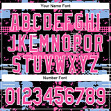Custom Black Pink Light Blue-White Abstract Fragment Shape 3D Pattern Design Bomber Full-Snap Varsity Letterman Hoodie Jacket