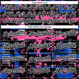 Custom Black Thunder Blue Pink-White Abstract Fragment Shape 3D Pattern Design Bomber Full-Snap Varsity Letterman Hoodie Jacket