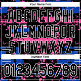 Custom Black Thunder Blue Pink-White Abstract Fragment Shape 3D Pattern Design Bomber Full-Snap Varsity Letterman Hoodie Jacket