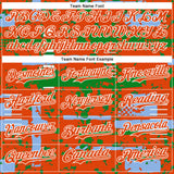Custom Orange Light Blue Grass Green-White Abstract Fragment Shape 3D Pattern Design Bomber Full-Snap Varsity Letterman Hoodie Jacket