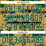 Custom Old Gold Kelly Green Black-White Abstract Fragment Shape 3D Pattern Design Bomber Full-Snap Varsity Letterman Hoodie Jacket