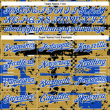 Custom Old Gold Thunder Blue Black-White Abstract Fragment Shape 3D Pattern Design Bomber Full-Snap Varsity Letterman Hoodie Jacket