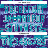 Custom Purple Teal Light Blue-White Abstract Fragment Shape 3D Pattern Design Bomber Full-Snap Varsity Letterman Hoodie Jacket
