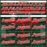 Custom Green Red Kelly Green-White Abstract Fragment Shape 3D Pattern Design Bomber Full-Snap Varsity Letterman Hoodie Jacket