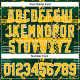 Custom Green Gold Kelly Green-White Abstract Fragment Shape 3D Pattern Design Bomber Full-Snap Varsity Letterman Hoodie Jacket