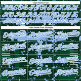 Custom Green Light Blue Kelly Green-White Abstract Fragment Shape 3D Pattern Design Bomber Full-Snap Varsity Letterman Hoodie Jacket