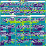 Custom Teal Purple Neon Green-White Abstract Fragment Shape 3D Pattern Design Bomber Full-Snap Varsity Letterman Hoodie Jacket